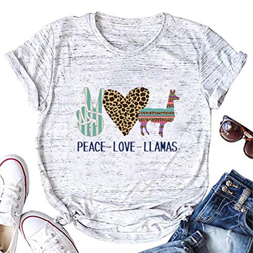Women Peace Love Llamas T-Shirt Llama Shirt