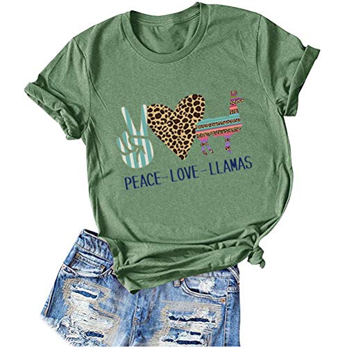 Women Peace Love Llamas T-Shirt Llama Shirt