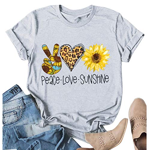 Women Peace Love Sunflowers T-Shirt Sunshine Shirt