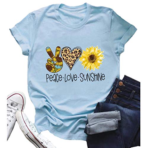 Women Peace Love Sunflowers T-Shirt Sunshine Shirt