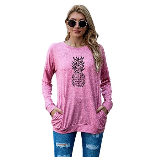 Women Pineapple Shirt Long Sleeve Graphic Blouse with Pockets