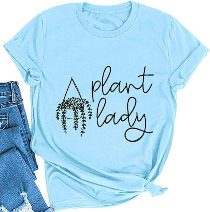 Women Plant Lady T-Shirt Short Sleeve Gardening Shirt