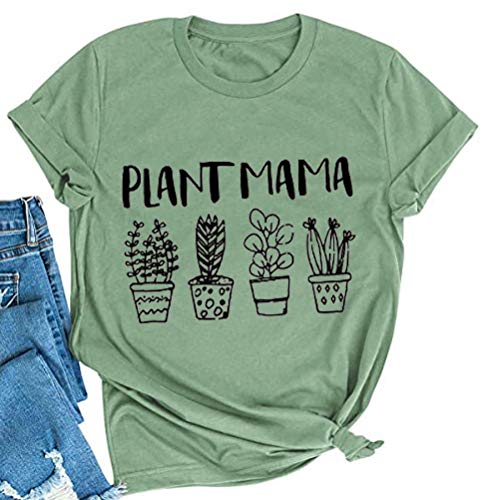 Women Plant Mama T-Shirt Plant Lady Graphic Shirt