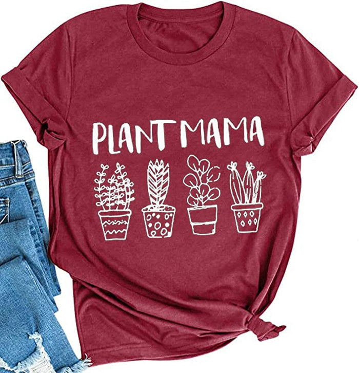 Women Plant Mama T-Shirt Plant Lady Graphic Shirt