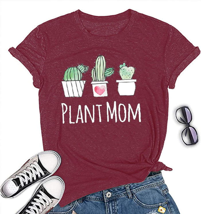 Women Plant Mom T-Shirt Plant Graphic Shirt