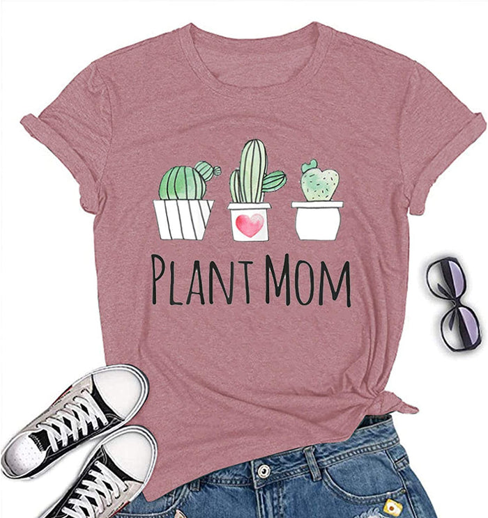 Women Plant Mom T-Shirt Plant Graphic Shirt