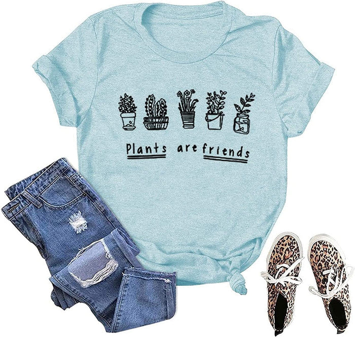 Women Plants are Friends T-Shirt Plant Graphic Shirt