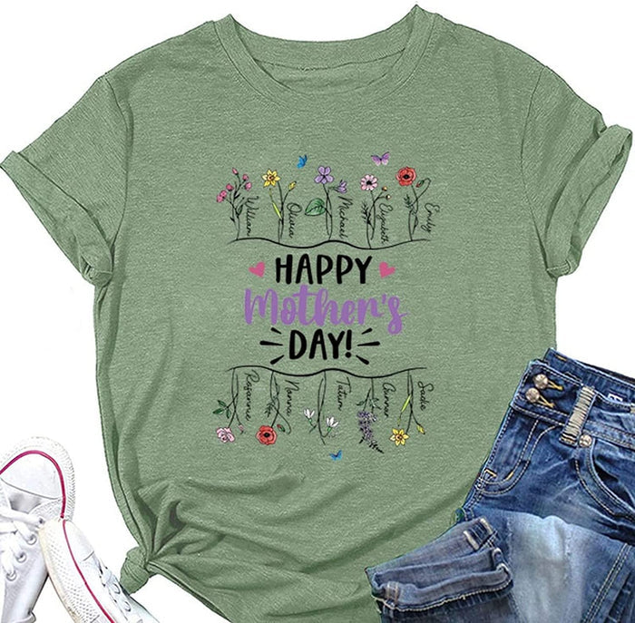 Women Raising Wildflowers Floral Mama T-Shirt Happy Mothers Day Shirt