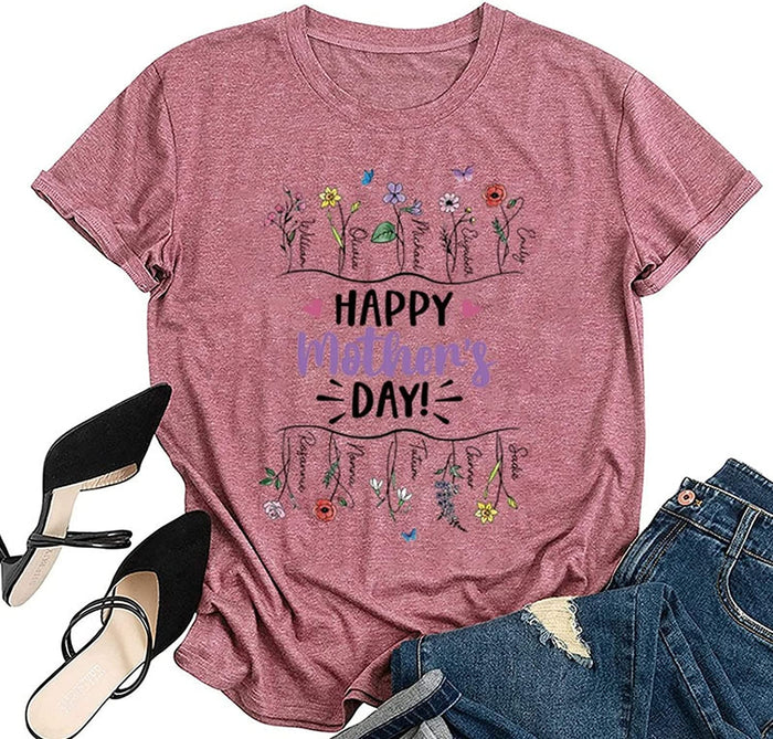 Women Raising Wildflowers Floral Mama T-Shirt Happy Mothers Day Shirt