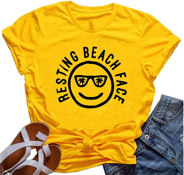 Women Resting Beach Face T-Shirt