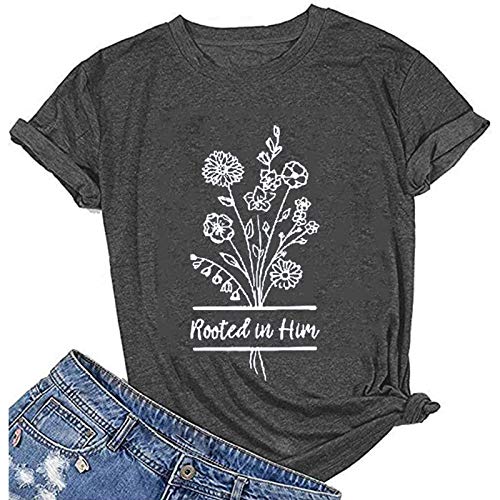Women Rooted in Him T-Shirt Gift for Jesus Believer Faith Based Shirt