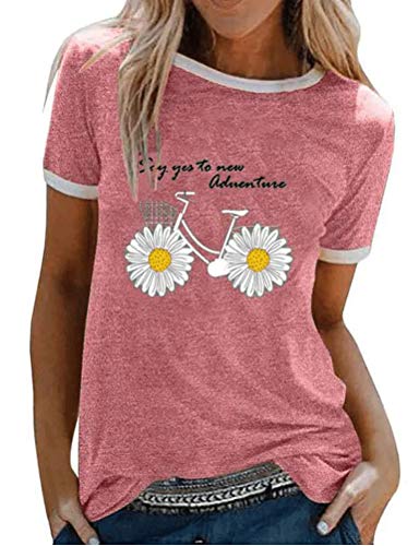 Women Say Yes to New Adventure T-Shirt Daisy Bicycle Shirt