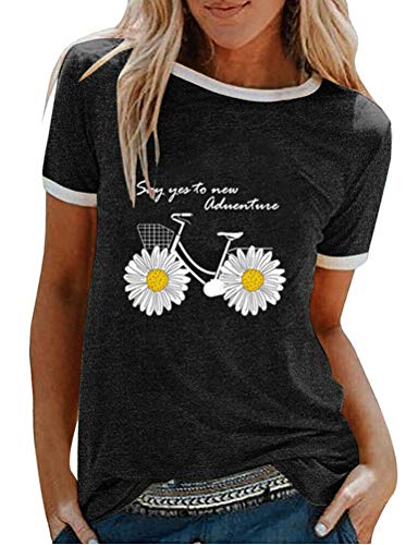 Women Say Yes to New Adventure T-Shirt Daisy Bicycle Shirt