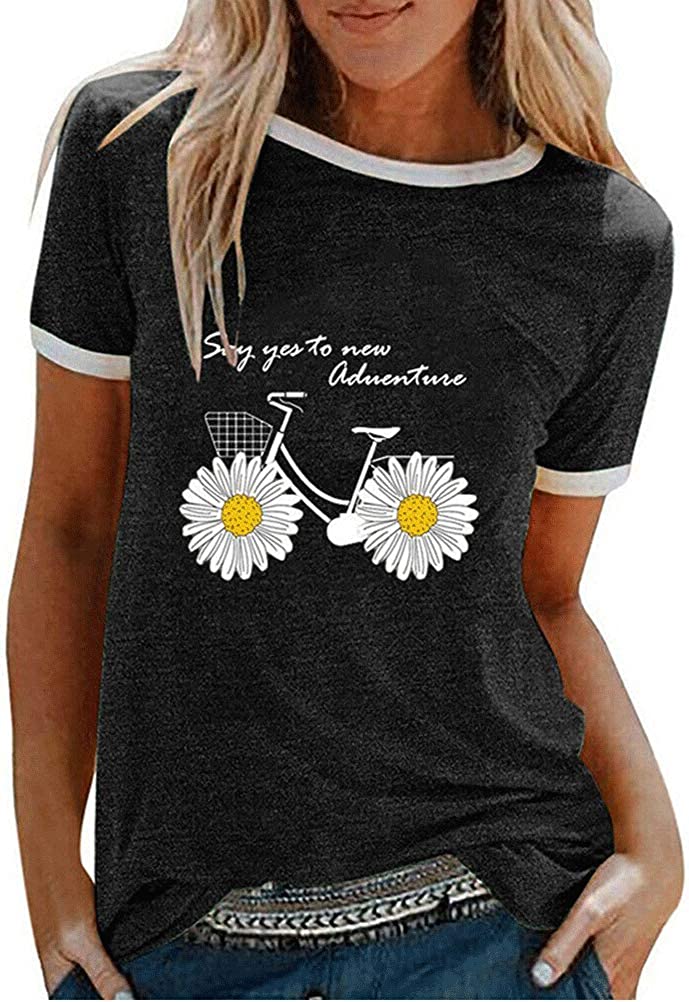 Women Say Yes to New Adventure T-Shirt Daisy Bicycle Shirt