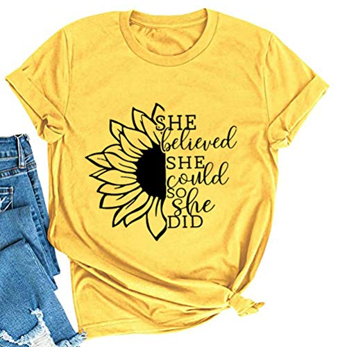 Women She Believed She Could T-Shirt Sunflower Shirt