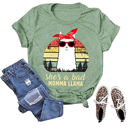 Women She's A Bad Momma Llama T-Shirt Cute Llama Shirt