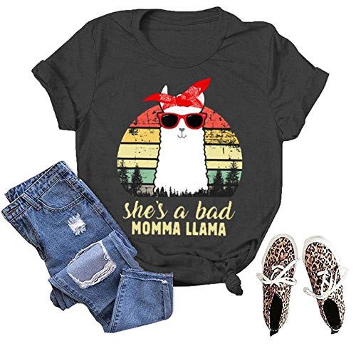 Women She's A Bad Momma Llama T-Shirt Cute Llama Shirt