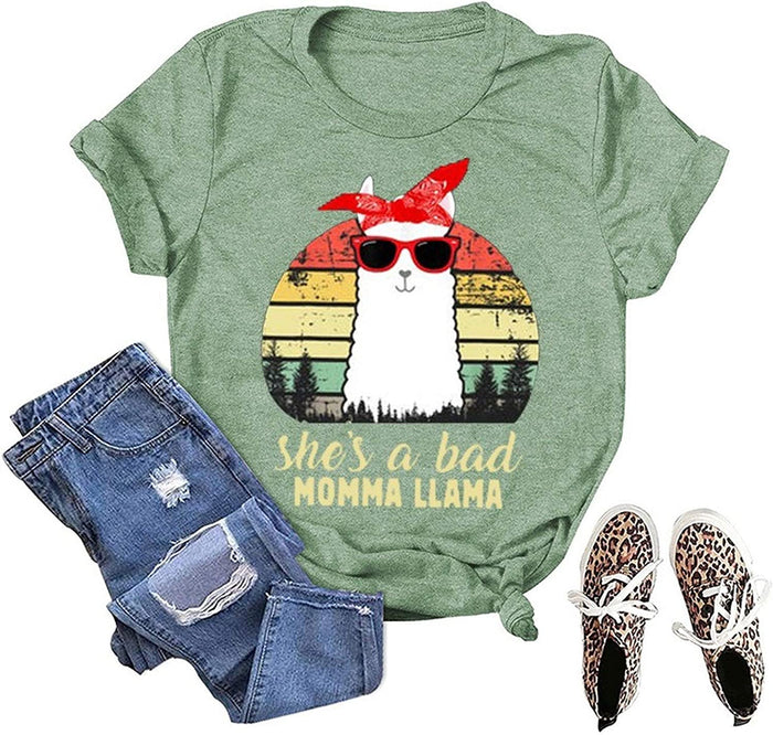 Women She's A Bad Momma Llama T-Shirt Cute Llama Shirt
