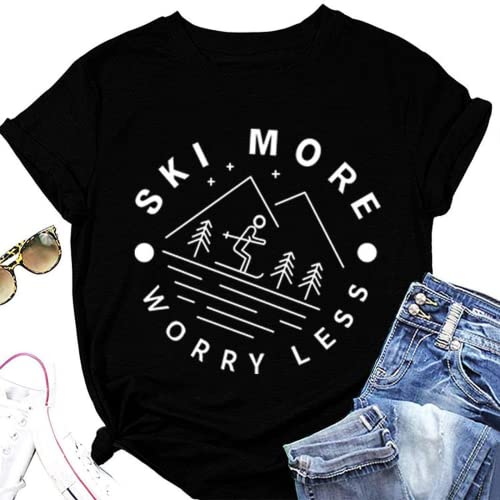 Women Ski More Worry Less Funny T-Shirt