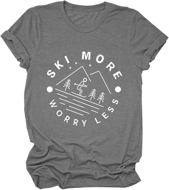 Women Ski More Worry Less Funny T-Shirt