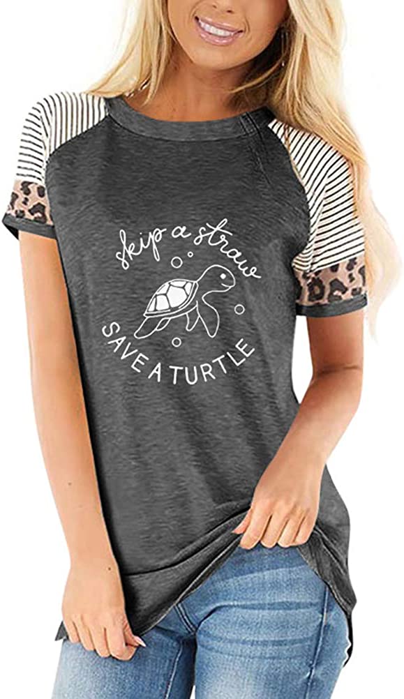 Women Skip A Straw Save A Turtle T-Shirt Tunic Shirt