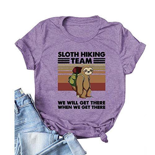 Women Sloth Hiking Team T-Shirt Funny Sloth Graphic Shirt