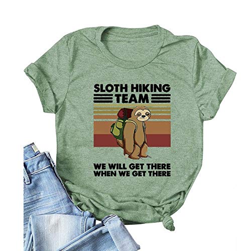 Women Sloth Hiking Team T-Shirt Funny Sloth Graphic Shirt