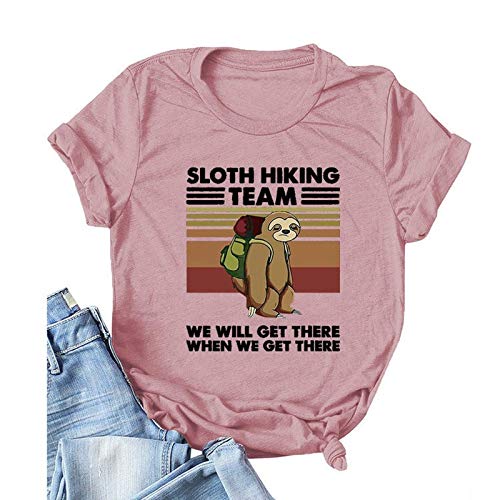 Women Sloth Hiking Team T-Shirt Funny Sloth Graphic Shirt