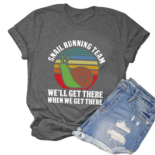 Women Snail Running Team T-Shirt Funny Snail Graphic Shirt