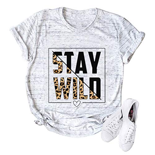 Women Stay Wild T-Shirt Leopard Graphic Shirt