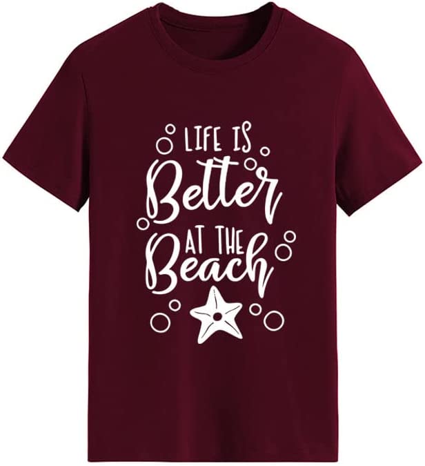 Women Summer Beach Shirt Life is Better at The Beach Tee Tops