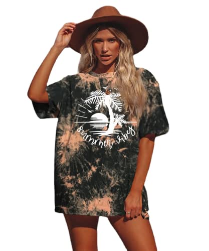 Women Summer Vibes Tee Shirt Women Summer Shirt Tie Dye Fashion Graphic T-Shirt