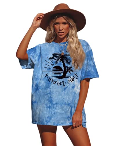 Women Summer Vibes Tee Shirt Women Summer Shirt Tie Dye Fashion Graphic T-Shirt