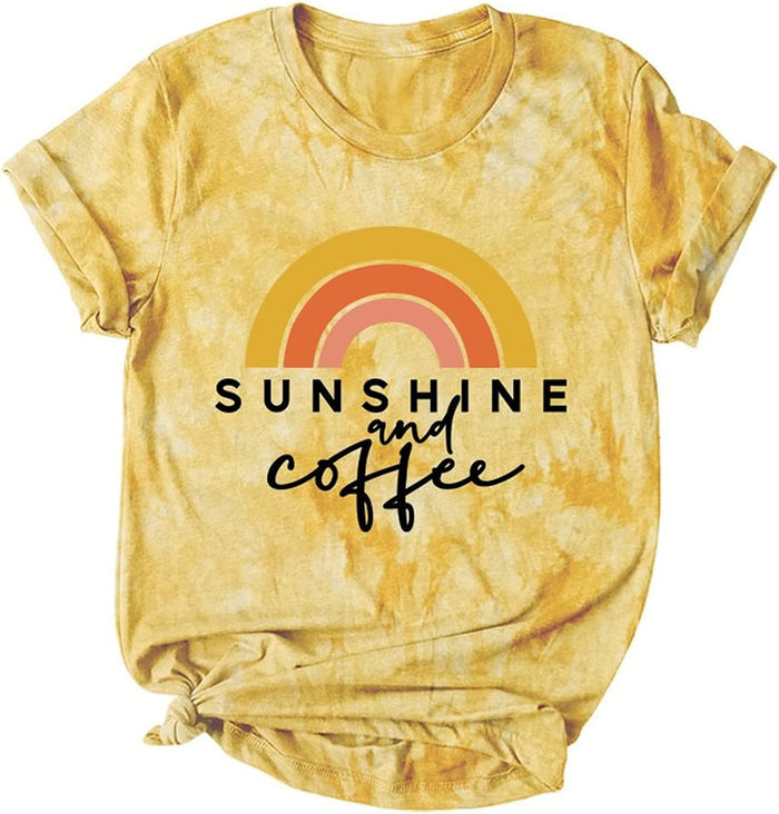 Women Sunshine and Coffee Rainbows T-Shirt