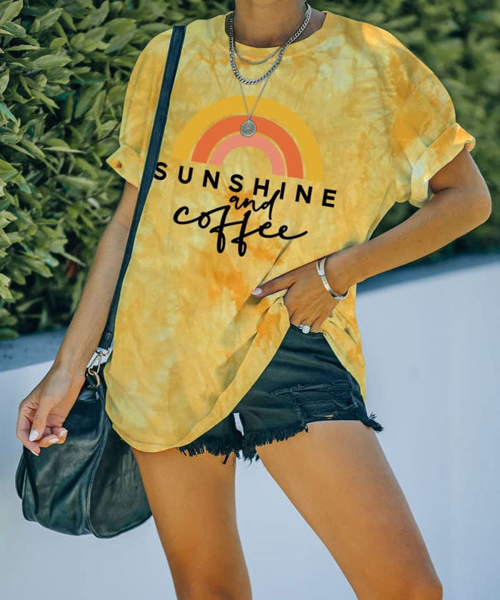 Women Sunshine and Coffee Rainbows T-Shirt