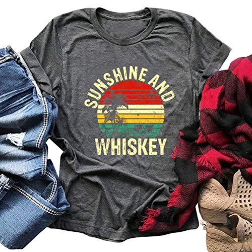 Women Sunshine and Whiskey T-Shirt Vintage Graphic Shirt