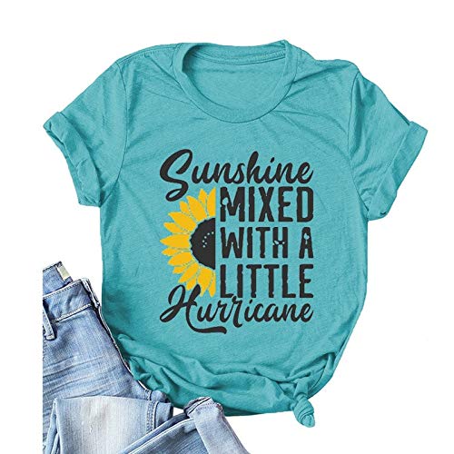 Women Sunshine Mixed with A Little Hurricane T-Shirt Sunshine Graphic Shirt