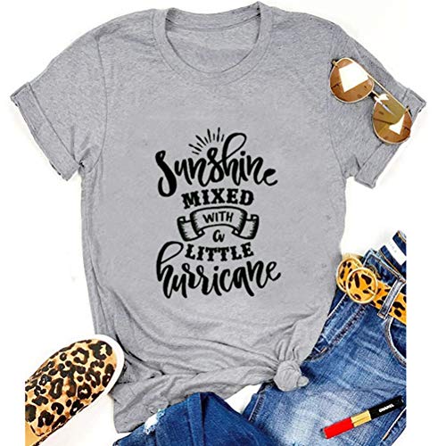 Women Sunshine Mixed with A Little Hurricane T-Shirt Sunshine Shirt