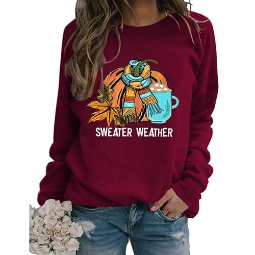 Women Sweater Weather Sweatshirt Cute Fall Shirt