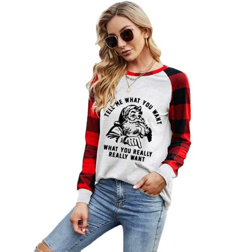 Women Tell Me What You Really Want Christmas Shirt Buffalo Plaid Fashion Blouse