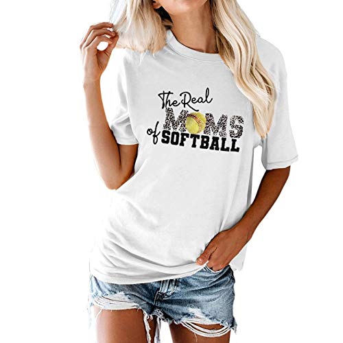 Women The Real Moms of Softball T-Shirt Softball Mom Shirt