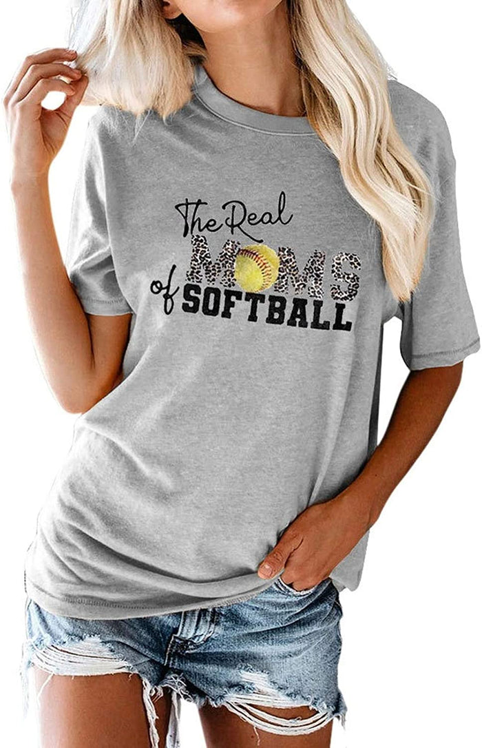 Women The Real Moms of Softball T-Shirt Softball Mom Shirt