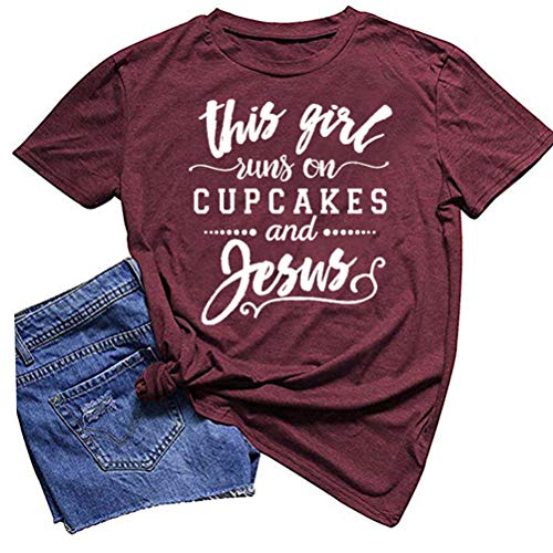 Women This Girl Runs On Cupcakes and Jesus T-Shirt