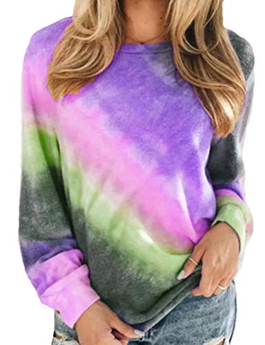 Women Tie Dye Long Sleeve Blouse Multi Color Shirt
