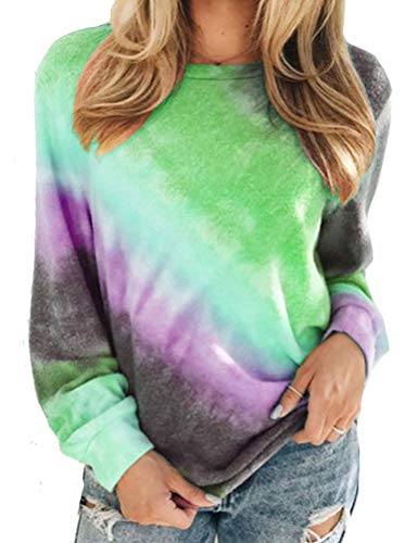 Women Tie Dye Long Sleeve Blouse Multi Color Shirt