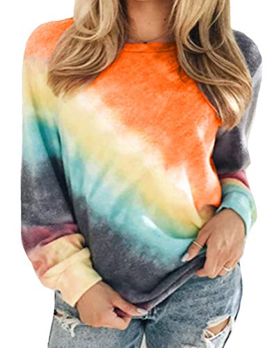 Women Tie Dye Long Sleeve Blouse Multi Color Shirt