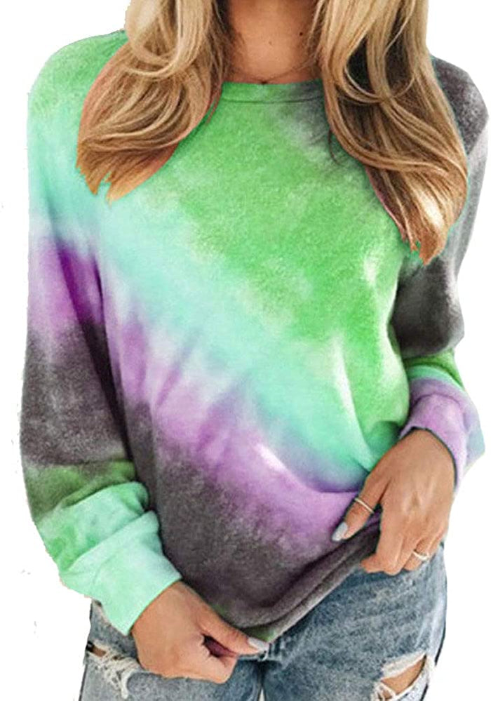 Women Tie Dye Long Sleeve Blouse Multi Color Shirt