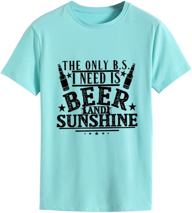 Women Vacation Summer Shirt The Only BS I Need is Beer and Sunshine Tees Tops