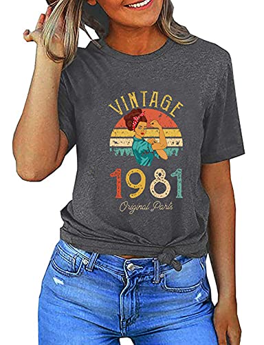 Women Vintage 1981 T-Shirt 40th Birthday Gift Birthday Shirt