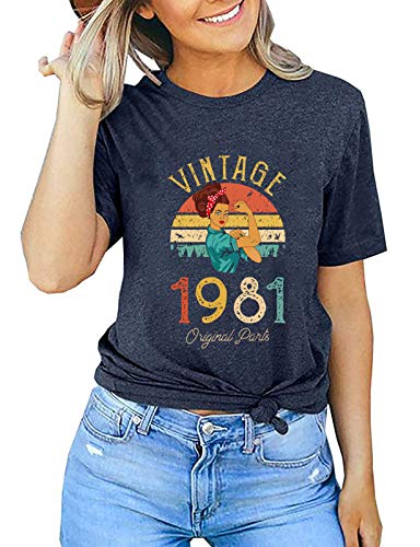Women Vintage 1981 T-Shirt 40th Birthday Gift Birthday Shirt